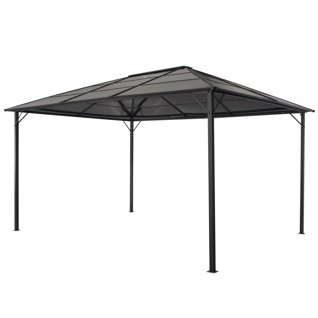 Aluminiowy pawilon 4x3x2,6 m czarny | Odporna na korozję stalowa rama, dach PC 6 mm, w zestawie zaczepy haczykowe, szybki montaż