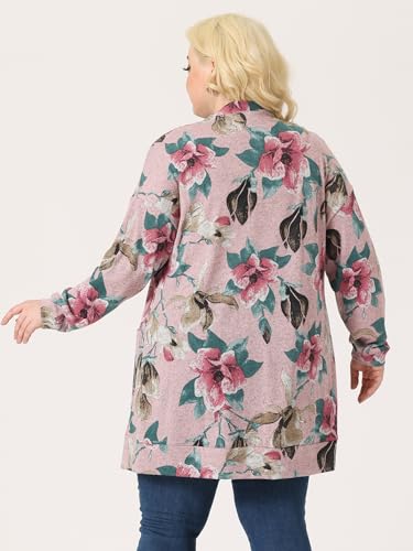 Image of Agnes Orinda Women's Plus Size Lightweight Cardigan Casual Soft Long Sleeve Floral Knit Cardigans with Pockets