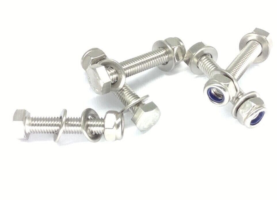 M8 A4 316 STAINLESS STEEL MARINE GRADE BOLTS NYLOC LOCKING NUT WASHERS SET SCREWS (PACK OF 5) (M8 X 90mm)