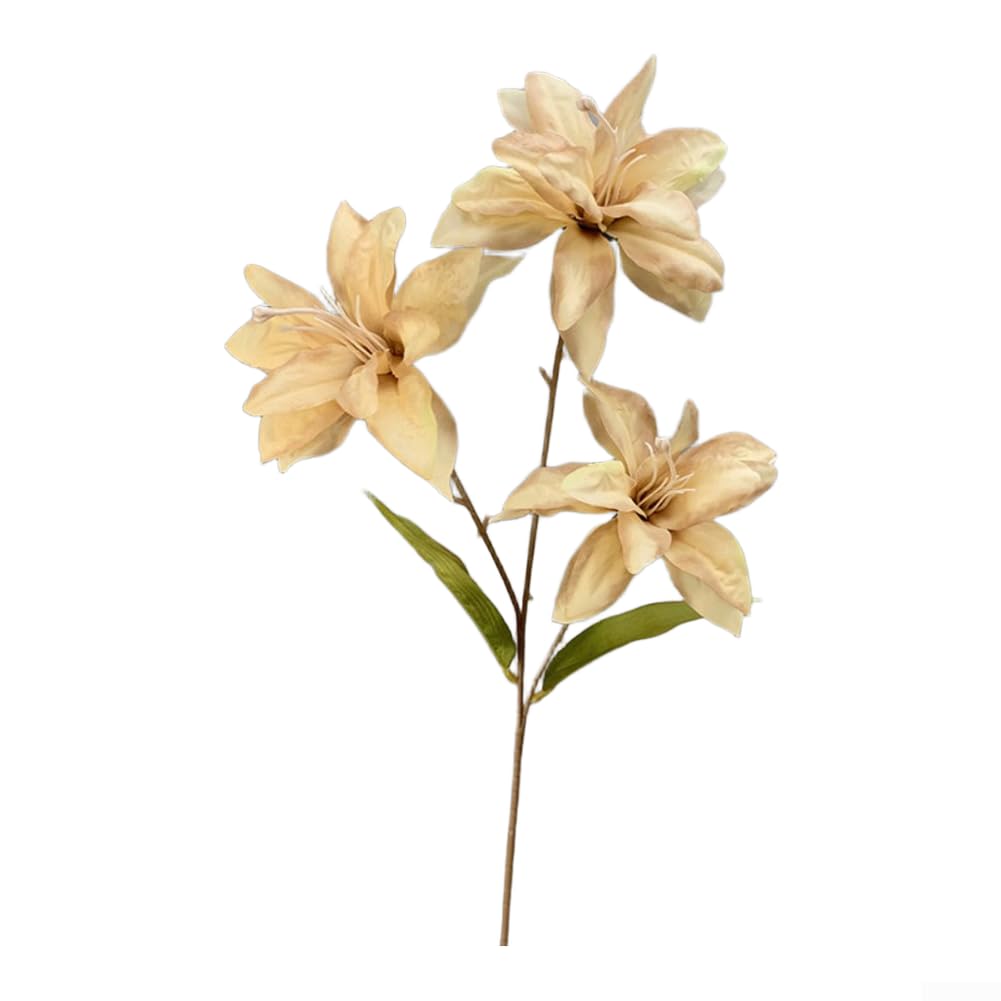 Fleurs de lys artificielles à 3 têtes réalistes pour décoration intérieure