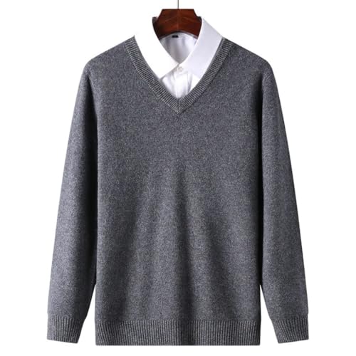 Men Cashmere Cotton Blend Classic V-Neck Pullover Sweater Work Casual Jumper Male Knitted Sweaters3