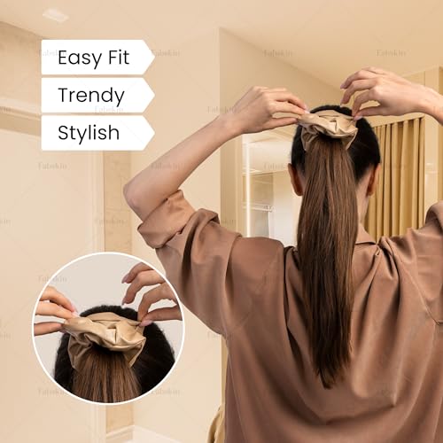Image of Fabskin Luxury Satin Hair Scrunchies For Women and Girls Set Of 12 - Multi Color - Scrunchie for Less Hair fall Hairbands Rubber Band Scrunchies For Girls Best Gift For Mom, Sister And Girlfriend