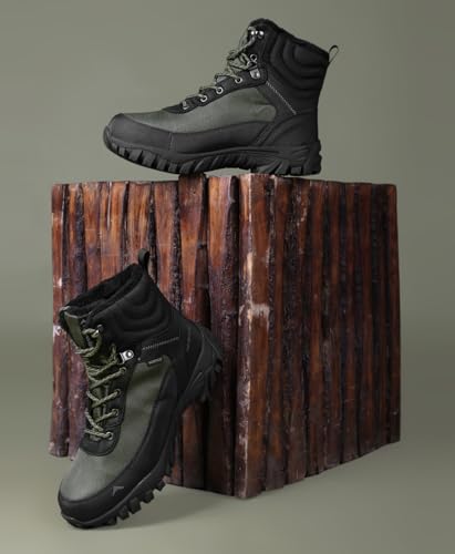 Image of Men's Waterproof Hiking Shoes | Warm Mountain Shoes | High Ankle | Suitable For -5C to -10C | ET1101 | Green