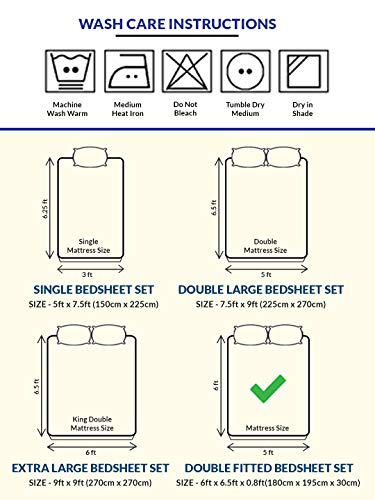 Image of Swayam Pure Cotton King Fitted Bedsheet with 2 Pillow Covers | Size 72 x 78 x 10 inch | 160 TC | Ethnic Motifs Design | Soft Breathable Bed Sheet | Comfortable & Durable for Bedroom - Grey