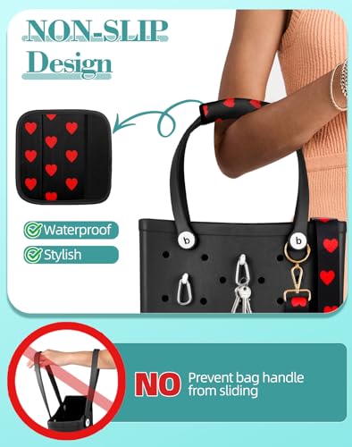 Image of Bag Strap Crossbody Charms for Bogg Bag Accessories - Shoulder Strap Neoprene Luggage Handle Wrap for Suitcase & 2 Key Holders Heart