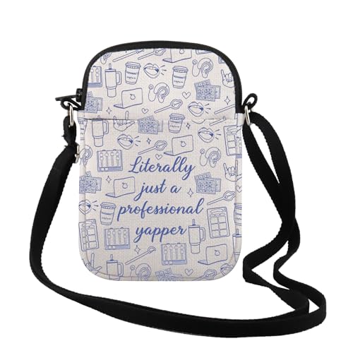 TSOTMO Funny SLP Gift Literally Just A Professional Yapper Speech Therapy Crossbody Bag Speech Language Pathologist Gift