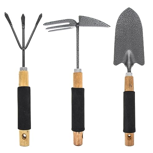 ToolTreaux 3pc Handheld Gardening Tools Set Rake Hoe Shovel Garden Supplies