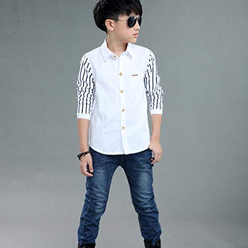 Youth Boys Regular Fit Dress Shirt Kids Striped Long Sleeve Button Down Shirts School Wedding Prom Aesthetic Formal Outfits3