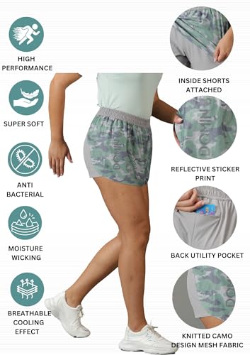 Image of DOMIN8 Basic Shorts for Women | Gym Shorts | Best for Yoga, Training Short for Girls | Casual fit | Grey Camouflage - XS
