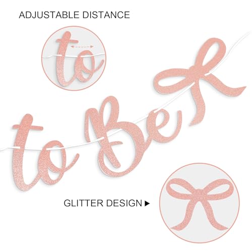 Image of Bride to Be Banner, Rose Gold Bride to Be Bow Glitter Bachelorette Banner