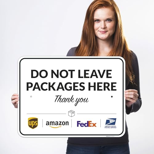 Image of Package Delivery Sign, Delivery Instructions Do Not Leave Package Here Sign, 18x24 Inches, Rust Free .063 Aluminum, Fade Resistant, Made in USA by Sigo Signs