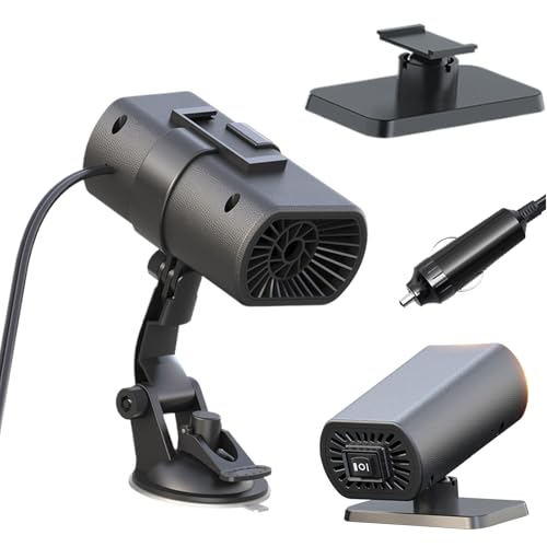 Jukeoiu Calentador de 12 Voltios para Automóvil - Desempañador para Vehículos con Ventilador | 2 En 1 Desempañador para Automóvil con Soporte De Succión,para Camión, Autocaravana, Ventana, Invierno,