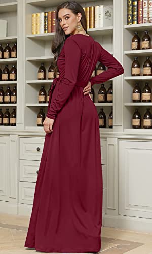 Image of KOH KOH Womens Long Sleeve V-Neck High Slit Cocktail Evening Gown Maxi Dress