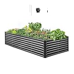 VEVOR Potager Surélevé Métal 240x120x60 cm Carré Potager Surélevé Galvanisé Lit de Jardin Fond Ouvert Bac de Jardinage pour Culture de Légumes Fleurs Herbes Aromatiques Plantes Grasses, Gris Foncé