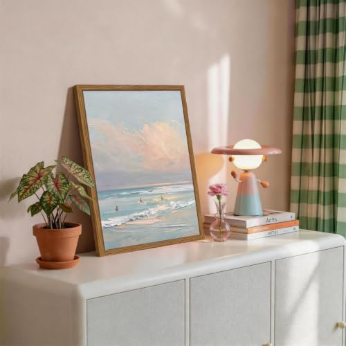 Framed Ocean Canvas Wall Art, Coastal Beach Sunset Wall Decor Pictures, Seascape Paintings Prints with Ocean Waves, House Artwork for Living Room Bedroom Bathroom Office Apartment 24x16 Inch by YUCHSMA - Used condition - Image 9