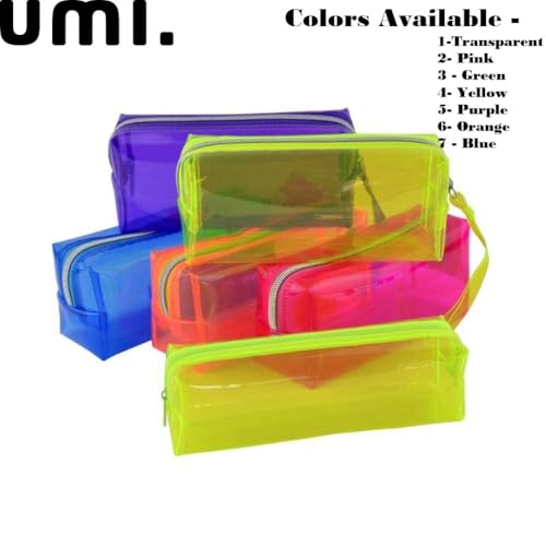 Image of Amazon Brand - Umi Clear Pencil Pouch PVC Large Pencil Case Zippered Waterproof Stationery Pouch for Students Yellow,Pencil Case,Office Supplies (Blue)