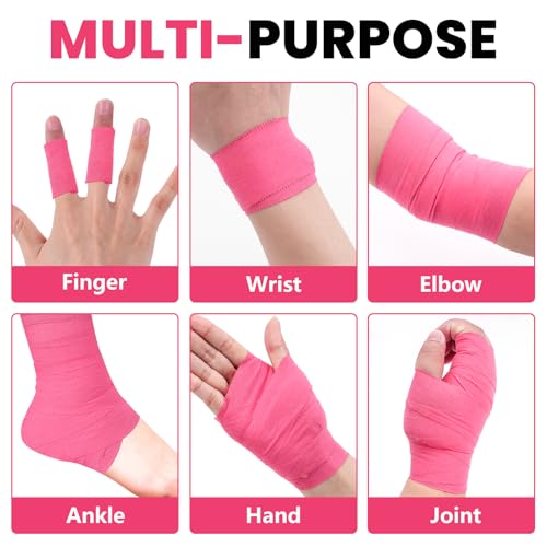 Image of NUITPY 6 Pack Athletic Tape, Pink Sports Tape, Easy Tear Wrist Tape, Strong Adhesion Tapes for Boxing, Gymnastics, Hockey, Soccer, Lacrosse and First Aid