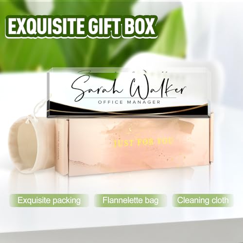 Image of Custom Name Plate for Desk, Desk Name Plate Personalized, Office Decor for Women Men, Acrylic Desktop Accessories, Office Appreciation Gifts for Boss Social Workers Nurse Teacher Employee (Black Stripe)