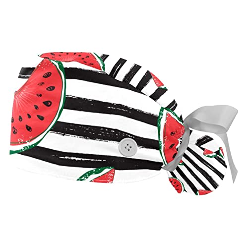 Chapeaux de travail motif pastèque et casquettes bouffantes JDEZ