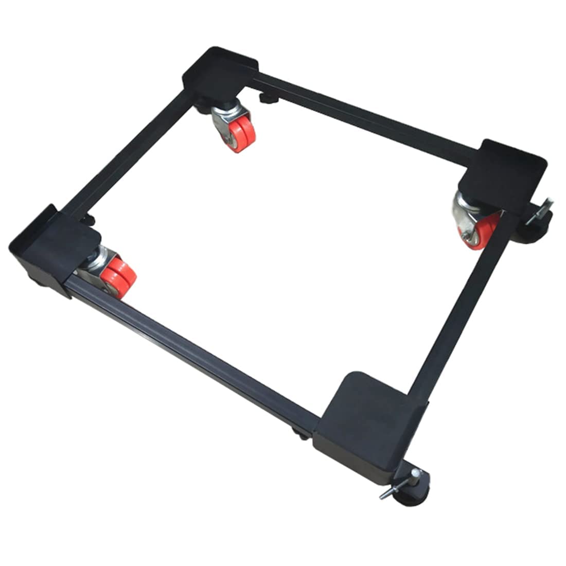 Hipkoo Washing Machine Trolley for Fully and Semi Automatic, Front or Top Load, Fridge and Dishwasher Stand, Adjustable Metal and Wheels, Capacity 180Kg, Black (Min: 17"x17", Max: 27"x29")
