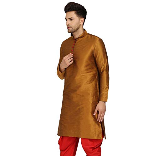 Image of Men's Ethnic Silk Loop Button Kurta