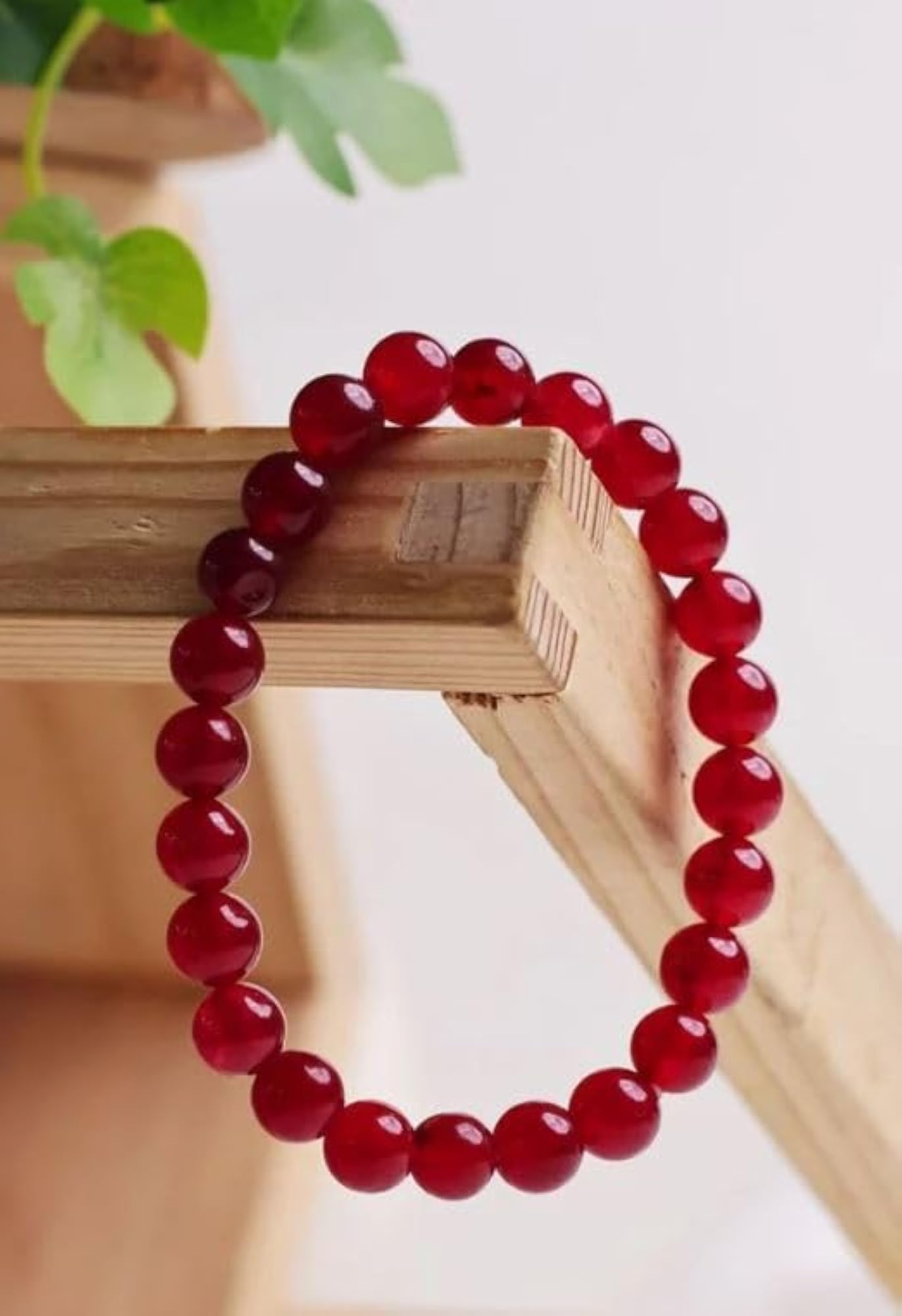 Ruby Stone Bracelet for Women, 22 Beads