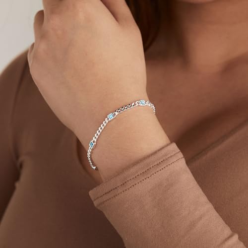 Image of Alex and Ani September Birthstone Sapphire Curb Chain Bracelet