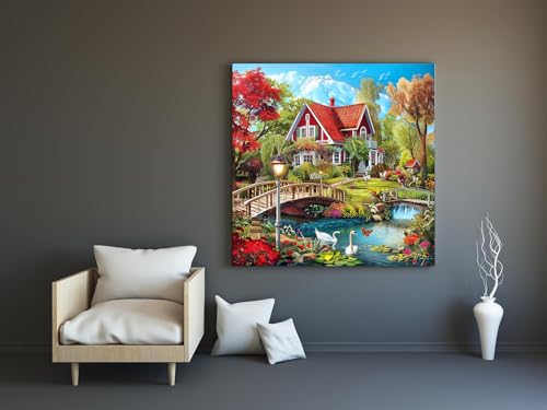 Image of ARPADAMO Diamond Art Kits for Adults,5D countryside Diamond Painting DIY landscape Diamond Art Diamond Painting Kit for Adult,Round Full Drill Diamonds, Diamond Art Kits for Home Decor-13.78x13.78inch