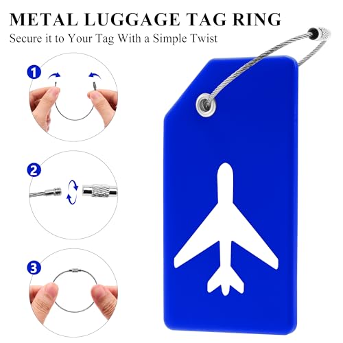 Image of Silicone Luggage Tag for Suitcases with Stainless Loop, TSA Approved, Privacy Protection Travel Essentials Bag Tags by Gostwo, Blue, 3.6 inchx 2 inch x 0.25 inch, Casual /Sporty