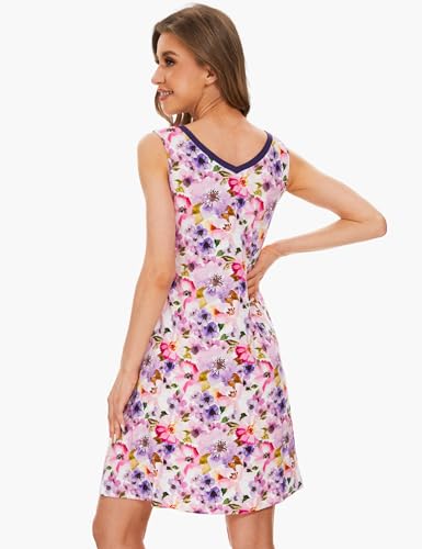 Image of GYS Cooling Bamboo Viscose Nightgowns for Women, Lightweight Sleeveless V Neck Sleep Shirt for Hot Sleepers, Soft Night dress