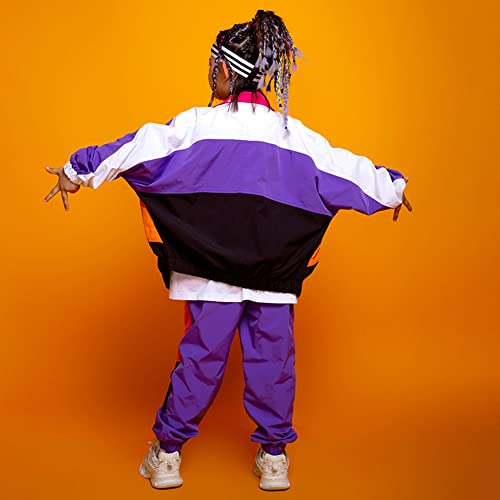 Image of LOLANTA Boys' Girls' Color Block Jacket Track Pants Sets Hip Hop Dance Patchwork Clothes Unisex Streetwear