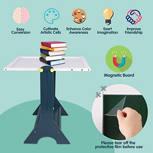 Kids 2-In-1 Wooden Art Easel,Double-Sided Magnetic Adjustable Standing Easel,Big Writing And Drawing Whiteboard & Chalkboard With Magnetic Letters And Numbers Accessories For Boys Girls #TOP3
