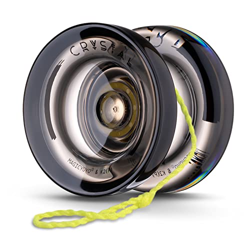 magicyoyo k2 crystal black yoyo professional responsive yoyo for kids beginners with extra unresponsive yo yo bearing pro plastic trick yo yo for adults12 stingsbearing removal toolstorage bag