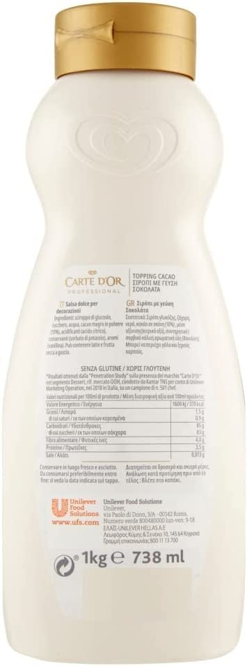 Carte d'Or Topping Cioccolato Sauce sucrée au goût chocolat pour la décoration de gâteaux et de crème glacée 1 kg + Italian Gourmet Polpa di Pomodoro Boîte de 400 g