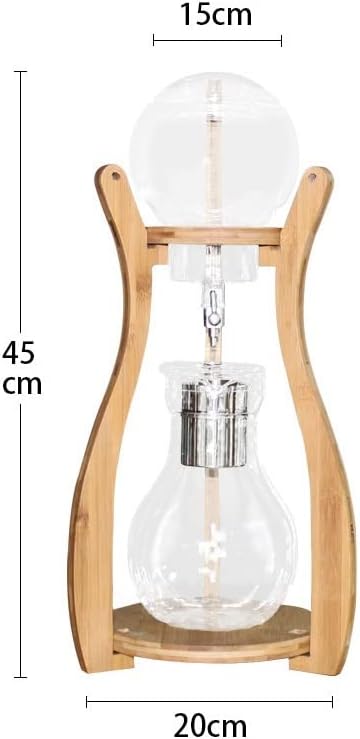 Ice Drip Coffee Pot, Bamboo Large-capacity Ice-brewed Fresh Brewing Pot Household Commercial Glass Drip-type Cold Brew Coffee Machine 6 Servings
