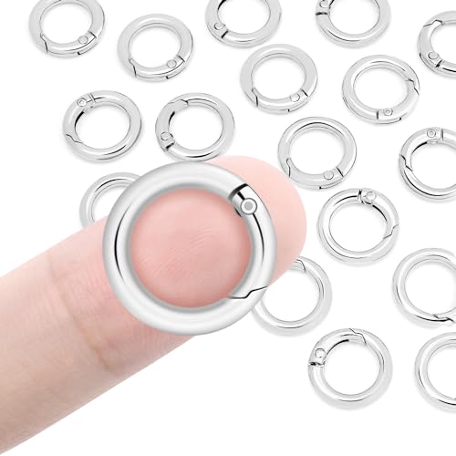 CooBigo 16 Pack 3/8' Small Spring O Ring, Metal Key Ring Hook Small Round Carabiner Clip for Dog...