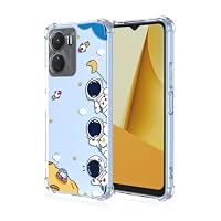 HONLEN Cover Per Vivo Y16 (6,51 Pollici) In TPU Trasparente Sfumato Con Angoli Rinforzati – Design Astronauta, Antigraffio E Antiurto