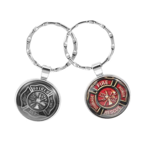 Genérico 2 Piezas Llavero De Bombero Ventilador De Techo Juguetes De Peluche Pegatinas Tubo De Escape De La Herramienta Colgante Con Logotipo Pantalla De Felpa Vidrio