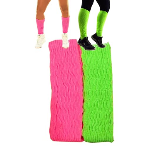 Meia Aeróbica Fitness Academia 3/4 Cano Longo Neon: Kit 2 Pares Sortidos