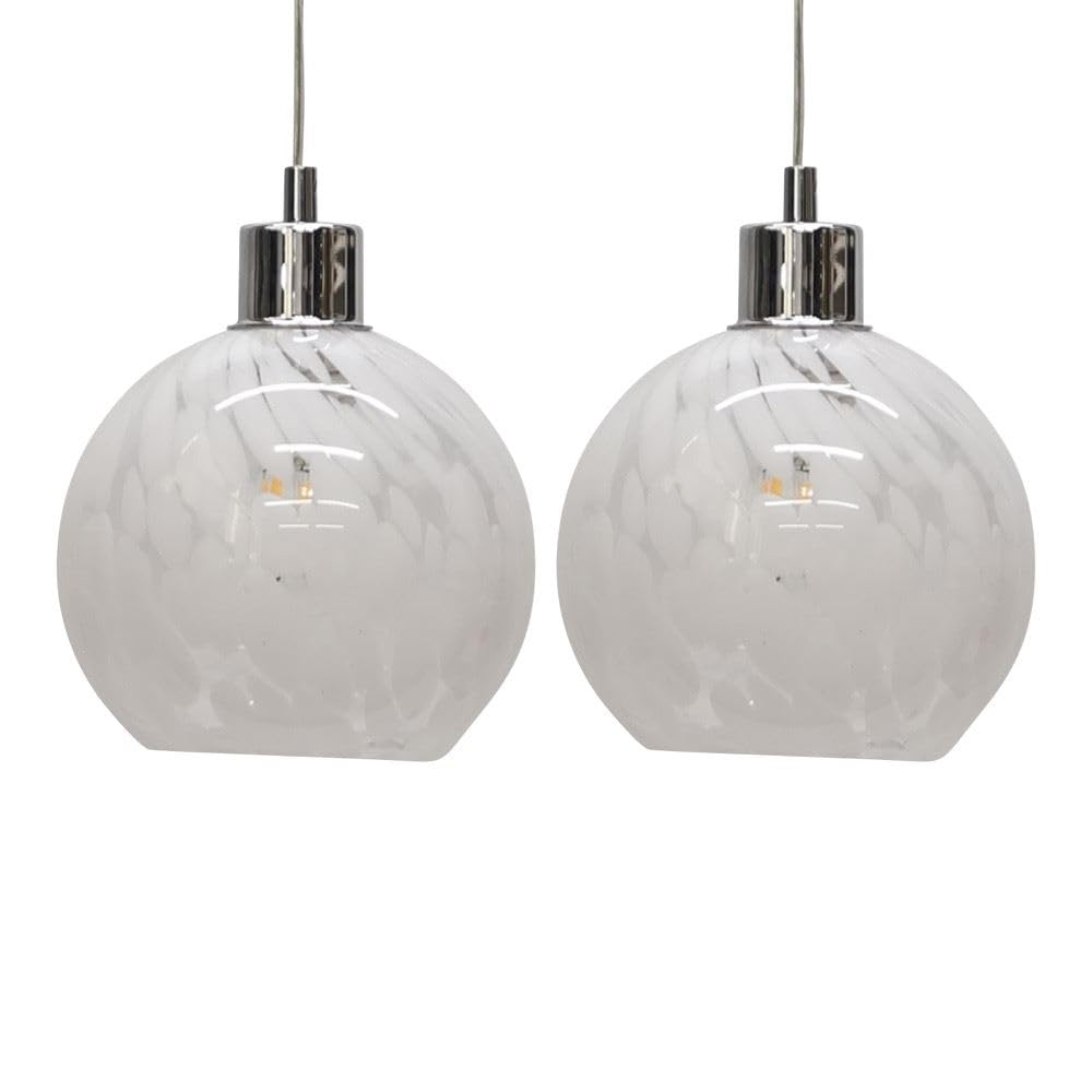 Firstchoicelighting White Set Of 2 Confetti Glass Easy Fit Ceiling Lightshades Or Pendant Shades, And Clear, Height 15Cm Diameter 17Cm