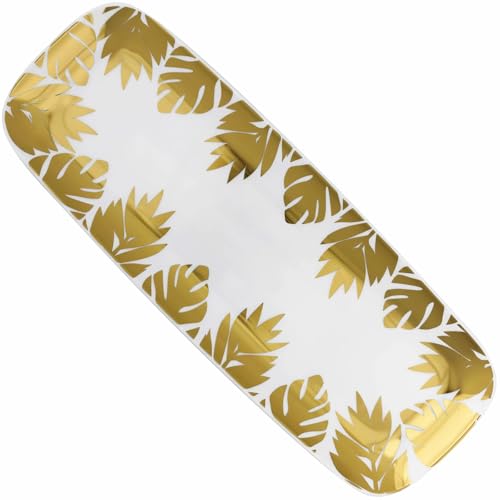 Unique Gold Tropical Leaves Plastic Serving Tray - 1 Pc. | Elegant Design, Perfect For Summer BBQs, Luau, Beach Parties, Events, & More