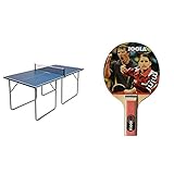 JOOLA Tischtennistisch Tischtennis Freizeittisch Inklusive Tischtennisnetz-22 KG, blau, one Size & Tischtennisschläger TT-Schläger Mini, Mehrfarbig, 9,5cm x 15,5 cm