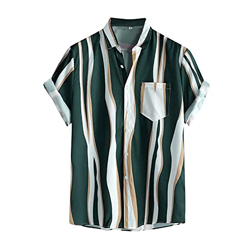 Tops hommes style ethnique imprimé : chemise manches courtes lâche boutonnée été