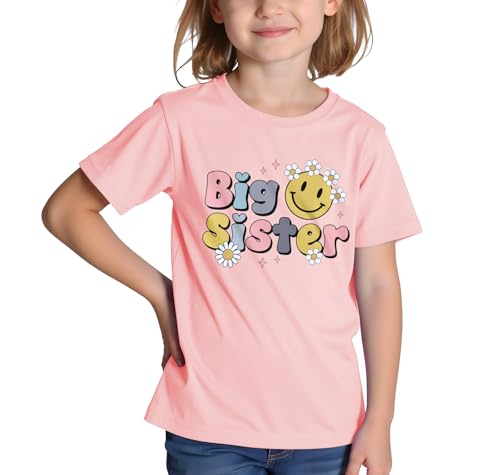 Big Sister Shirt Baby Girl Announcement Toddler Shirts Sibling Reveal Short Sleeve Cute Tee3