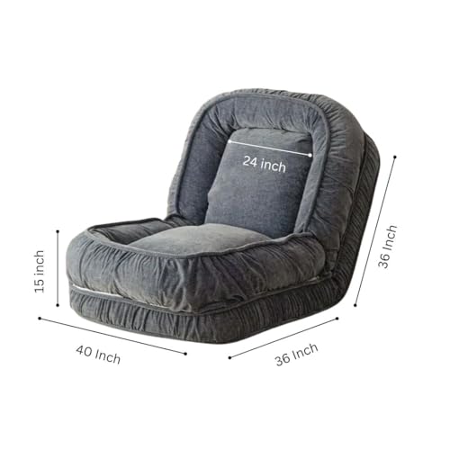 Image of 1 Seater Luxurious Human Dog Bed for People and Adults|Cotton Recliner Lounge Style Soft Human Dog Sofa with Plush Cushioning for Reading and Relaxation (Velvet, Smoke Grey)