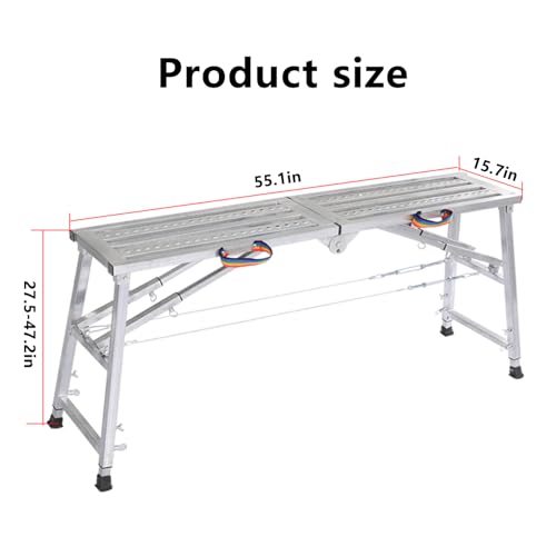 Plateforme d'échafaudage pliable et réglable 140cm | Charge max 150 kg - 3