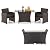 Tangkula 3 Piece Patio Wicker Dining Set, 2 Rattan Chairs with Rectangle Tempered Glass Dining Table, Outdoor Conversation Set with Cushions for Backyard, Porch, Poolside (Black)
