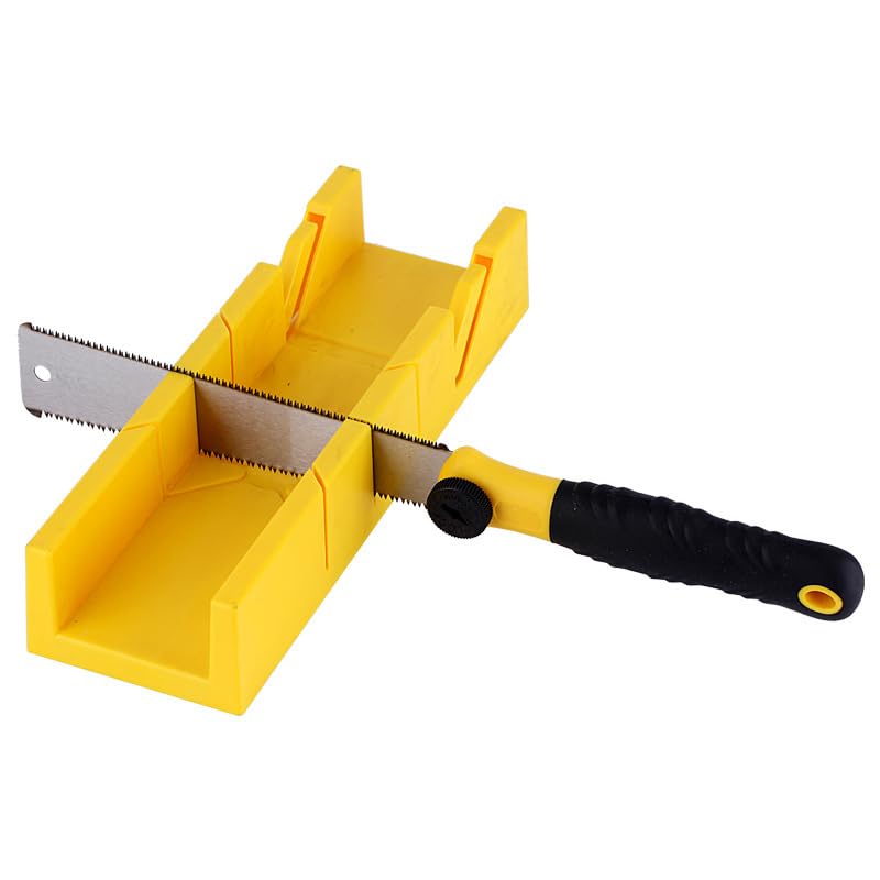 WARMWOO Caja de ingletes japonesa de 4 piezas: sierra ingletadora con juego de sierra japonesa, sierra ingletadora manual con 3 hojas intercambiables, caja de ingletes y sierra de mano, cortes de