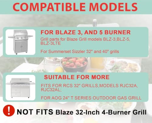 Image of Half Size Griddle Insert for Blaze Grills 3 and 5 Burner Natural Gas Grill | For blaze griddle insert, for summerset sizzler 32 inch /40 inch & Aog 24 inch T series,RCS 32 inch grill,nonstick uncoated metal,even heating