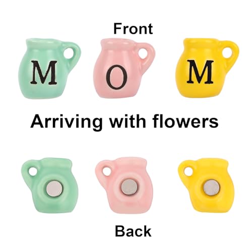 3 imanes mini jarrón para refrigerador con flores artificiales miniatura 6